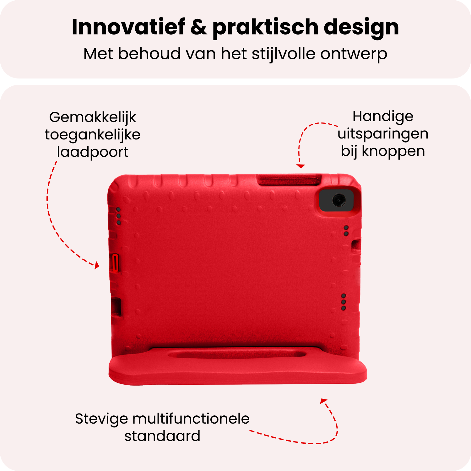 NoXx NoXx Samsung Galaxy Tab A11 Plus Kinderhoes Met 2x Screenprotector - Rood