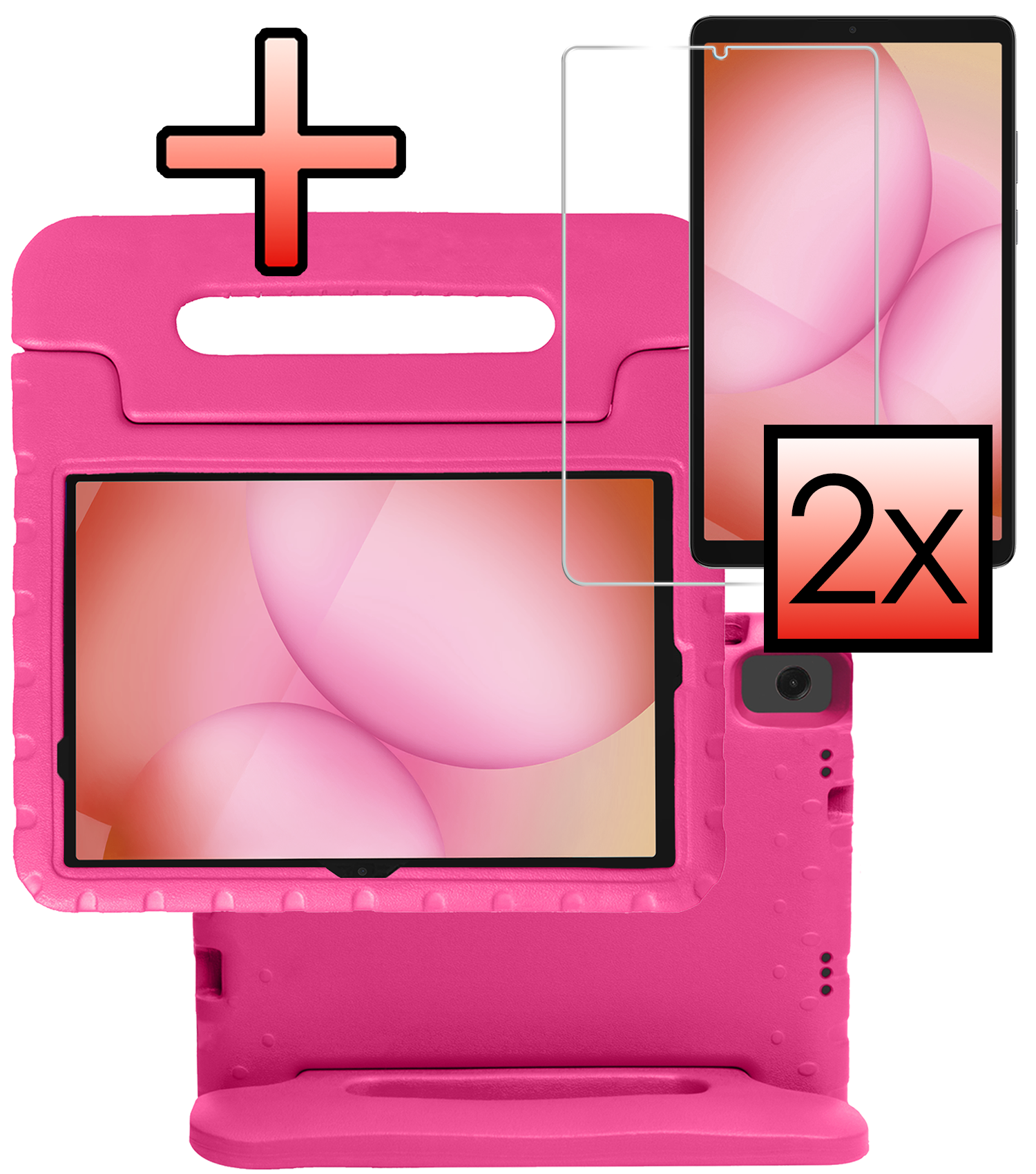 NoXx NoXx Samsung Galaxy Tab A11 Plus Kinderhoes Met 2x Screenprotector - Roze