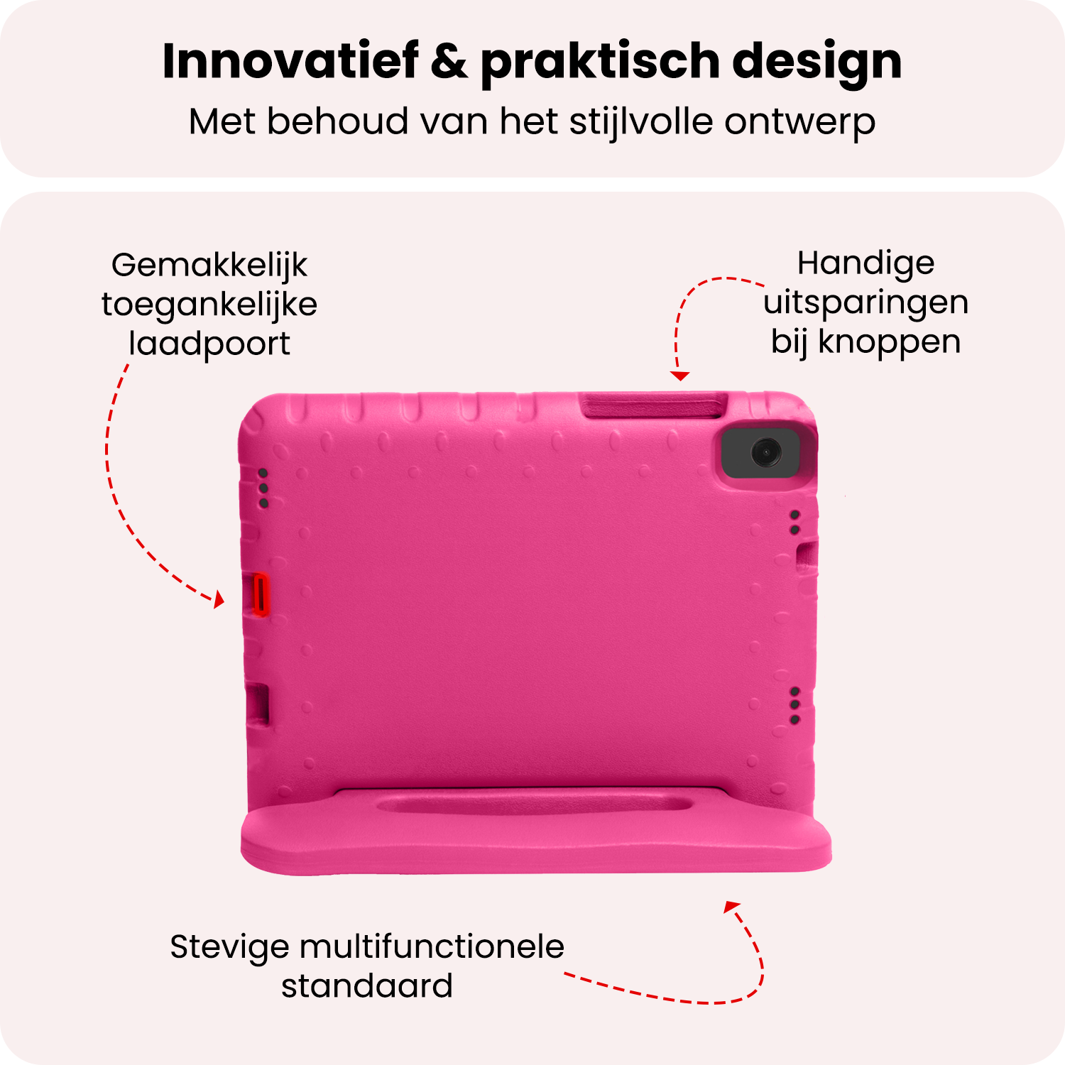 NoXx NoXx Samsung Galaxy Tab A11 Plus Kinderhoes Met 2x Screenprotector - Roze