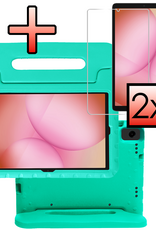 NoXx NoXx Samsung Galaxy Tab A11 Plus Kinderhoes Met 2x Screenprotector - Turquoise