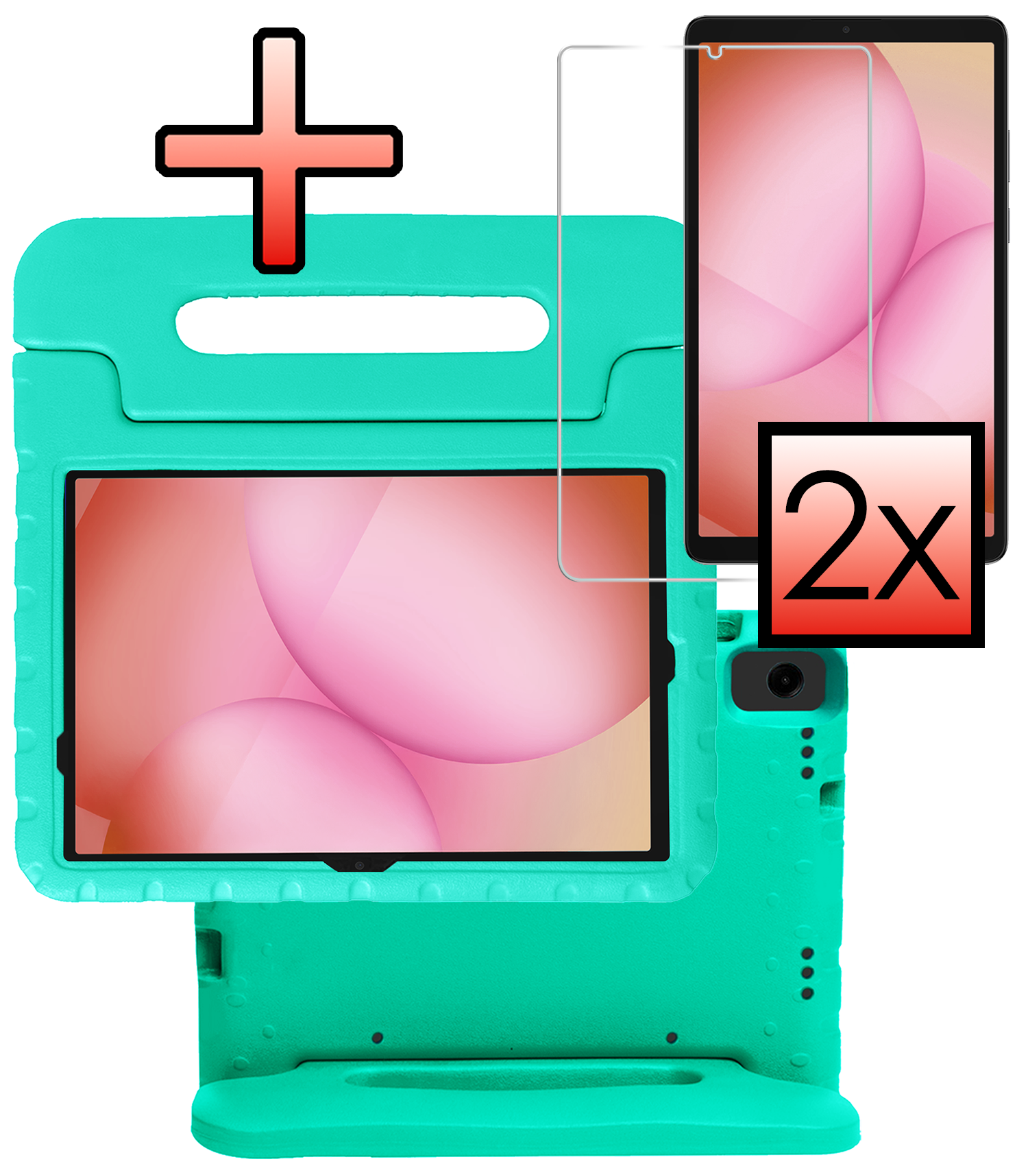 NoXx NoXx Samsung Galaxy Tab A11 Plus Kinderhoes Met 2x Screenprotector - Turquoise