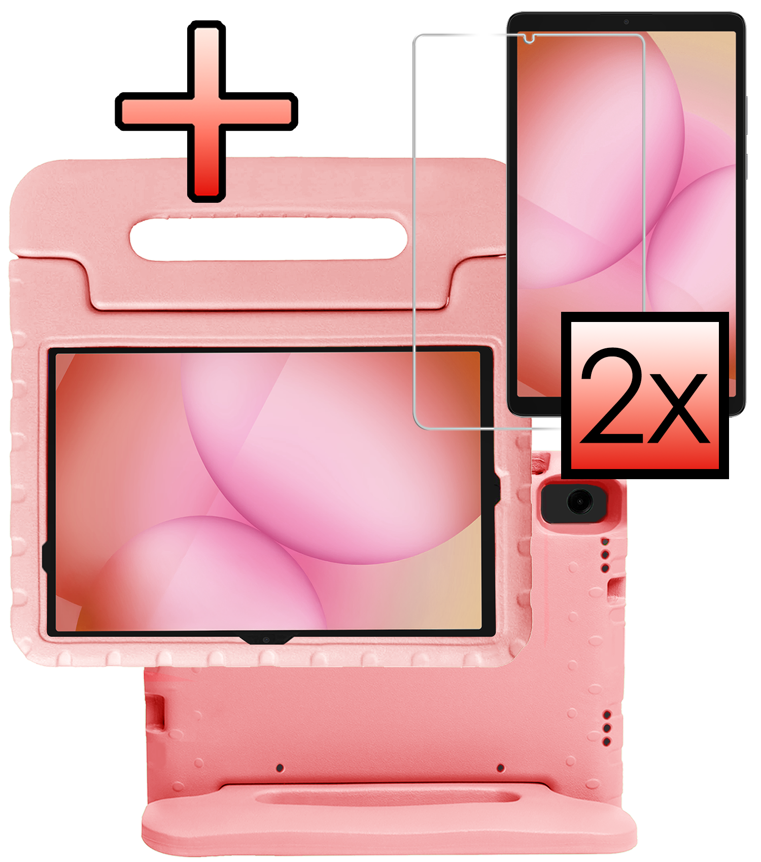 NoXx NoXx Samsung Galaxy Tab A11 Plus Kinderhoes Met 2x Screenprotector - Zalm