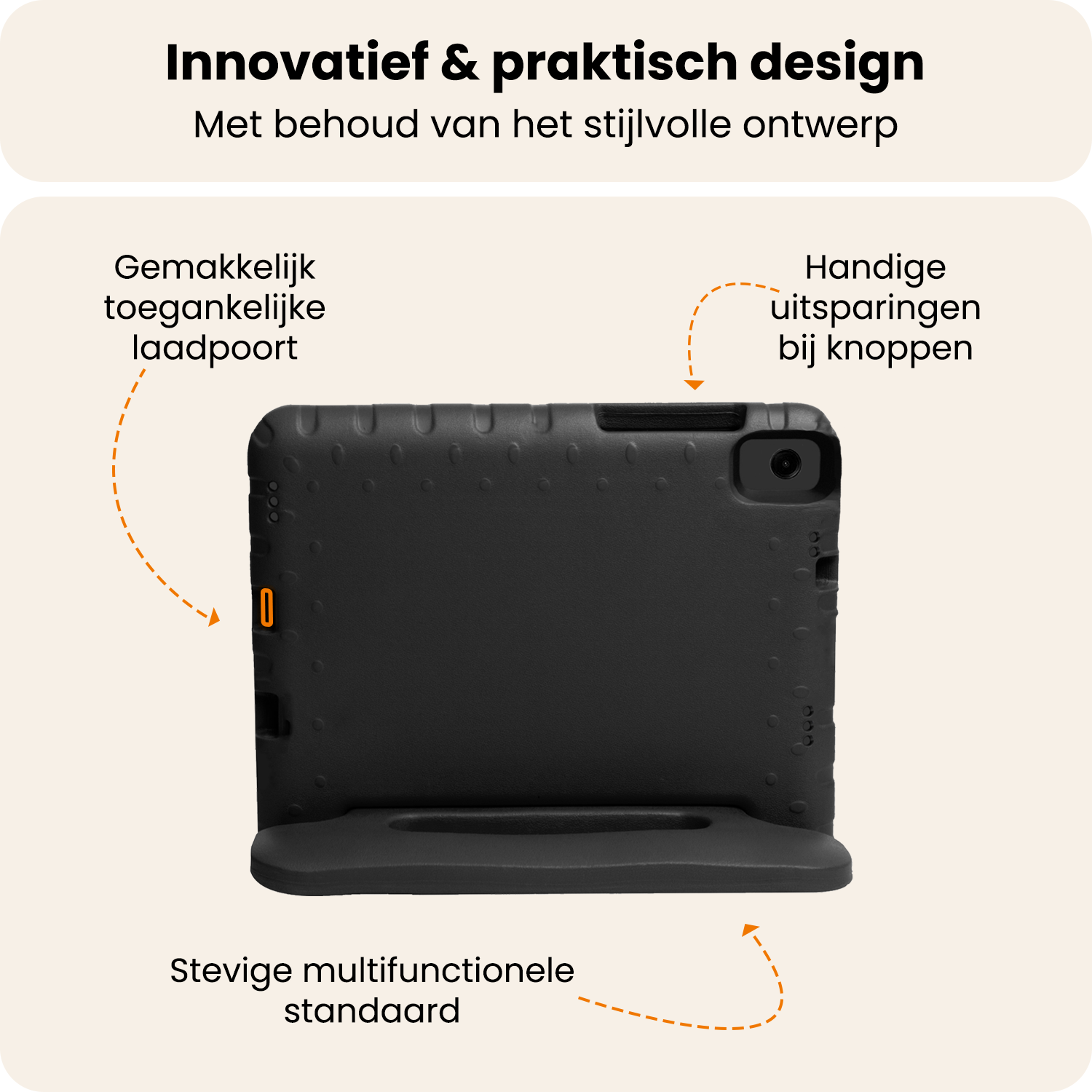 Nomfy Nomfy Samsung Galaxy Tab A11 Plus Kinderhoes Met Screenprotector - Zwart