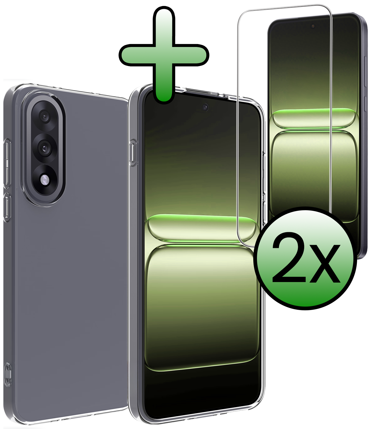 BASEY. BASEY. OnePlus Nord 5 Hoesje Siliconen Met 2x Screenprotector - Transparant