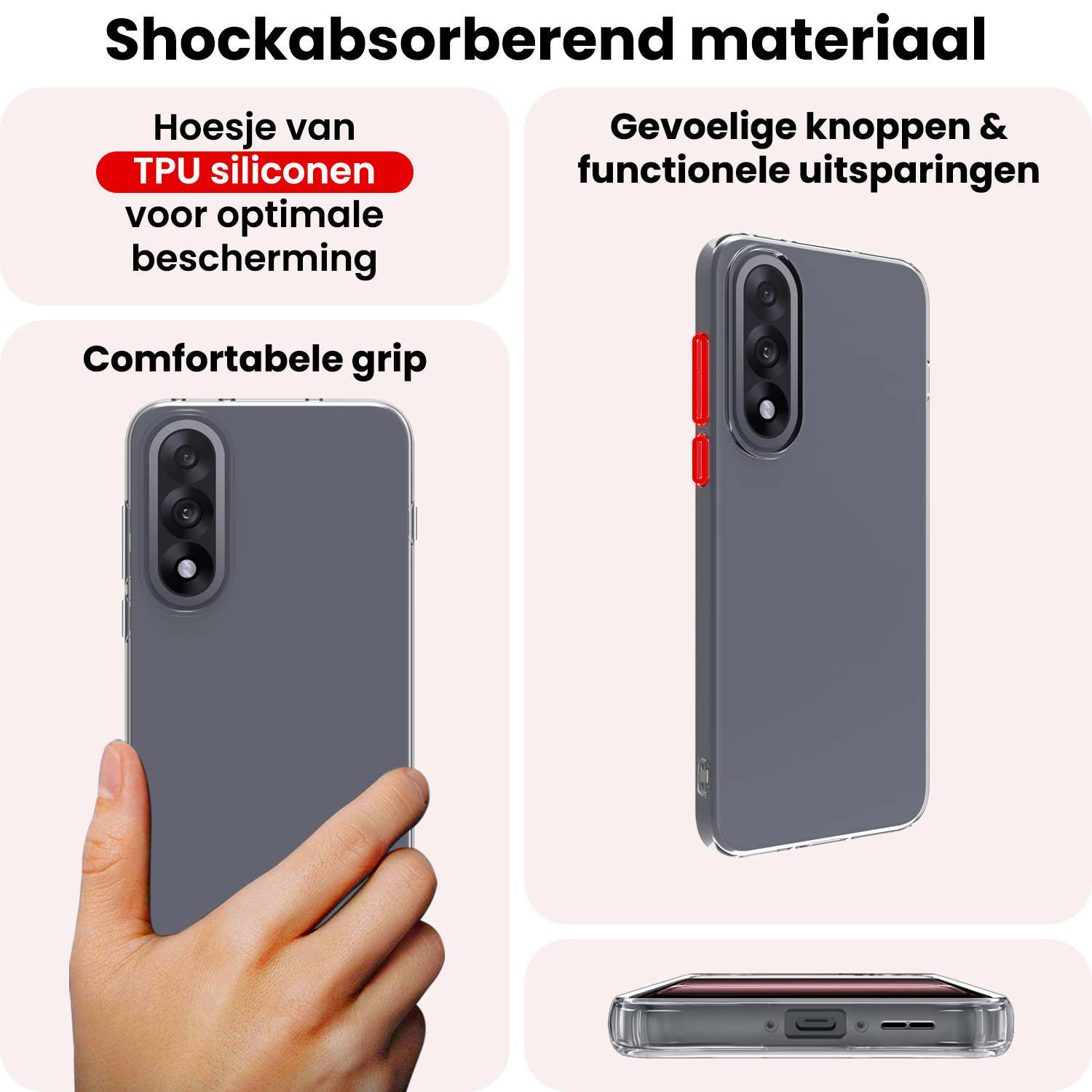 NoXx NoXx OnePlus Nord 5 Hoesje Siliconen Met 2x Screenprotector - Transparant