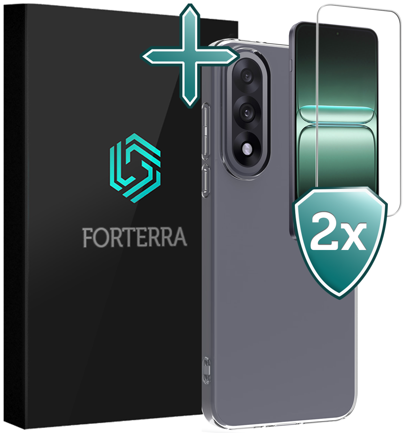 Forterra Forterra OnePlus Nord 5 Hoesje Siliconen Met 2x Screenprotector - Transparant
