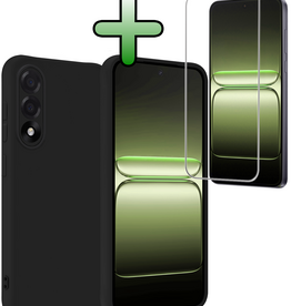 BASEY. BASEY. OnePlus Nord 5 Hoesje Siliconen Met Screenprotector - Zwart