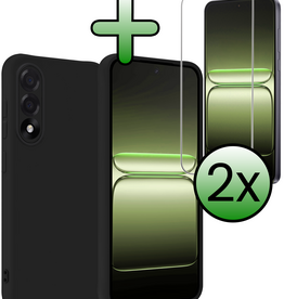 BASEY. BASEY. OnePlus Nord 5 Hoesje Siliconen Met 2x Screenprotector - Zwart