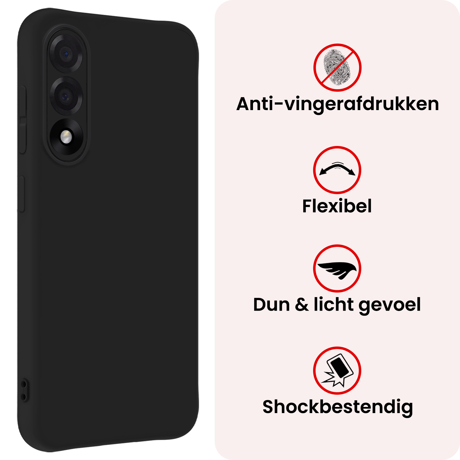 NoXx NoXx OnePlus Nord 5 Hoesje Siliconen Met Screenprotector - Zwart