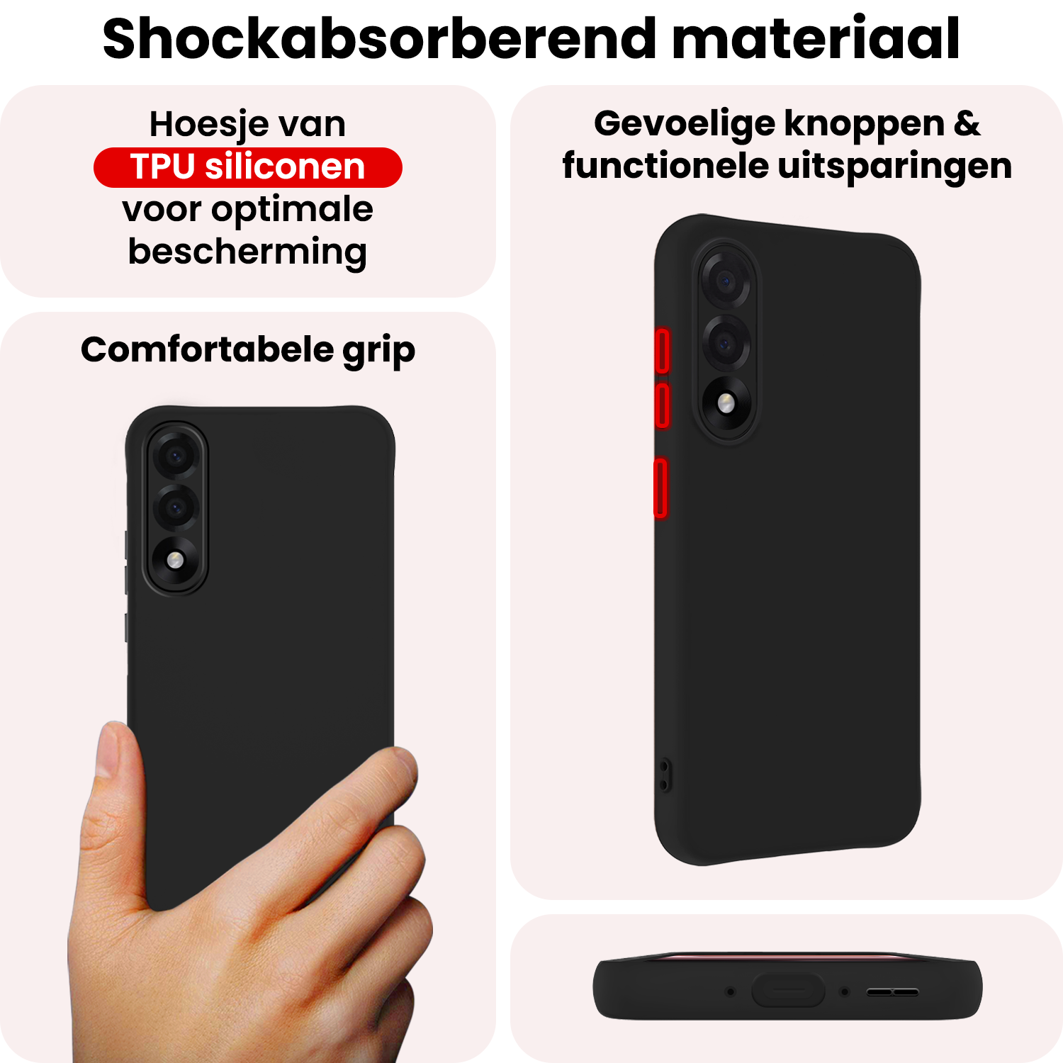 NoXx NoXx OnePlus Nord 5 Hoesje Siliconen Met Screenprotector - Zwart