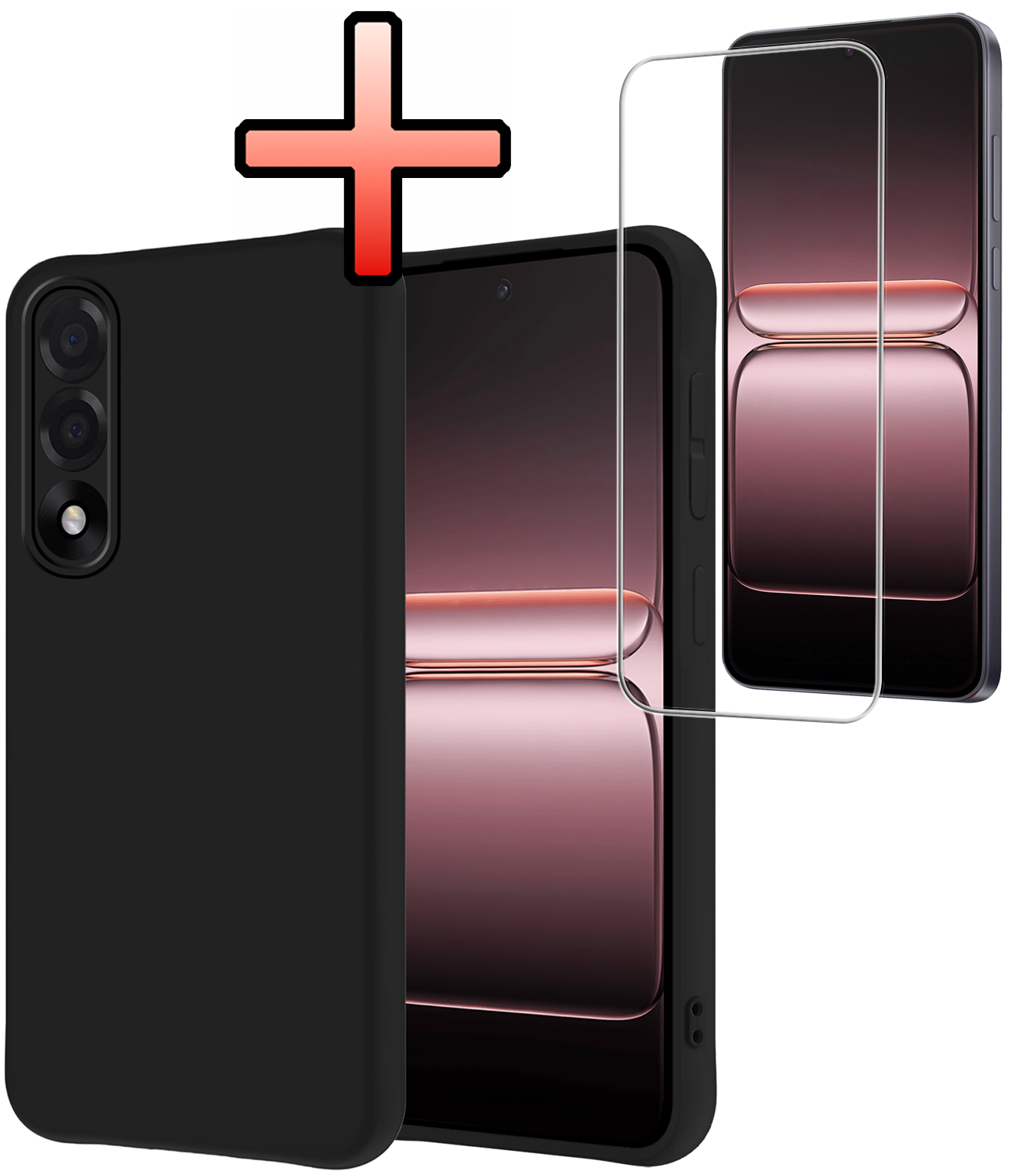 NoXx NoXx OnePlus Nord 5 Hoesje Siliconen Met Screenprotector - Zwart