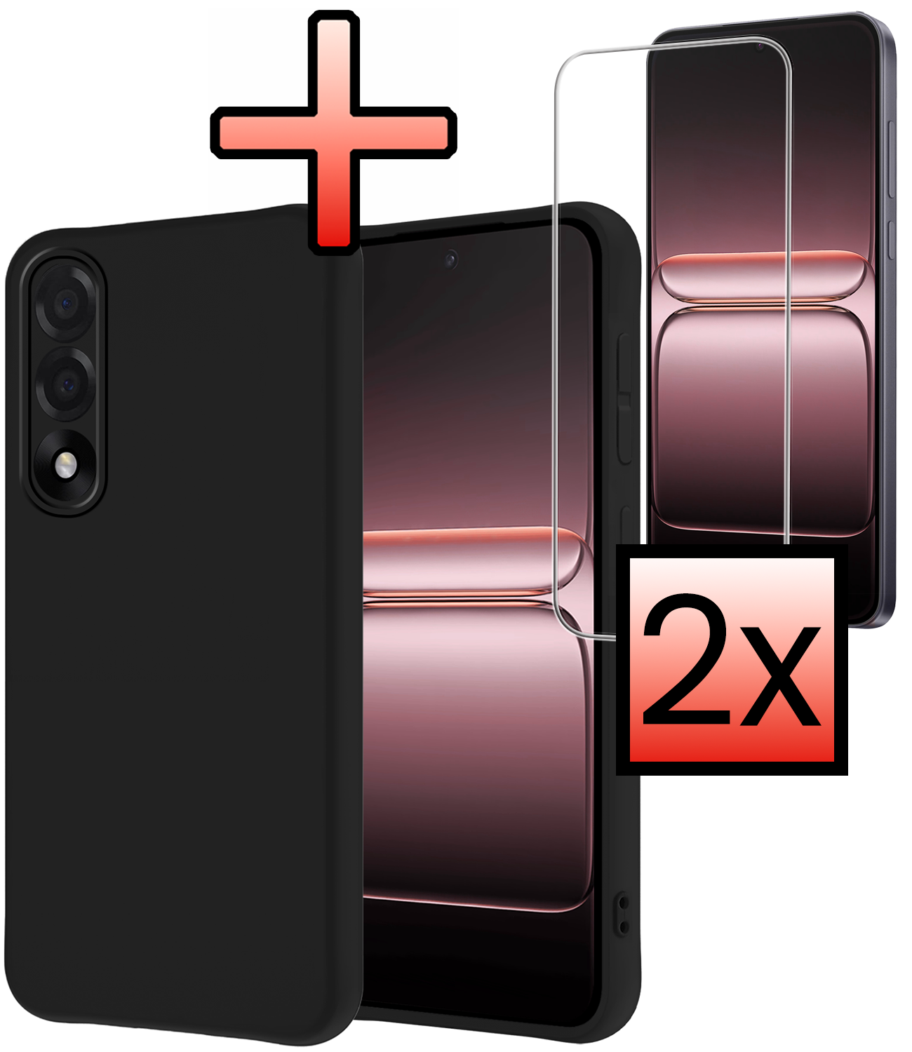 NoXx NoXx OnePlus Nord 5 Hoesje Siliconen Met 2x Screenprotector - Zwart