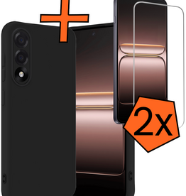 Nomfy Nomfy OnePlus Nord 5 Hoesje Siliconen Met 2x Screenprotector - Zwart