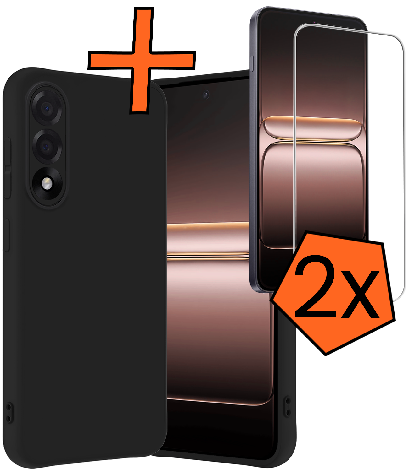 Nomfy Nomfy OnePlus Nord 5 Hoesje Siliconen Met 2x Screenprotector - Zwart