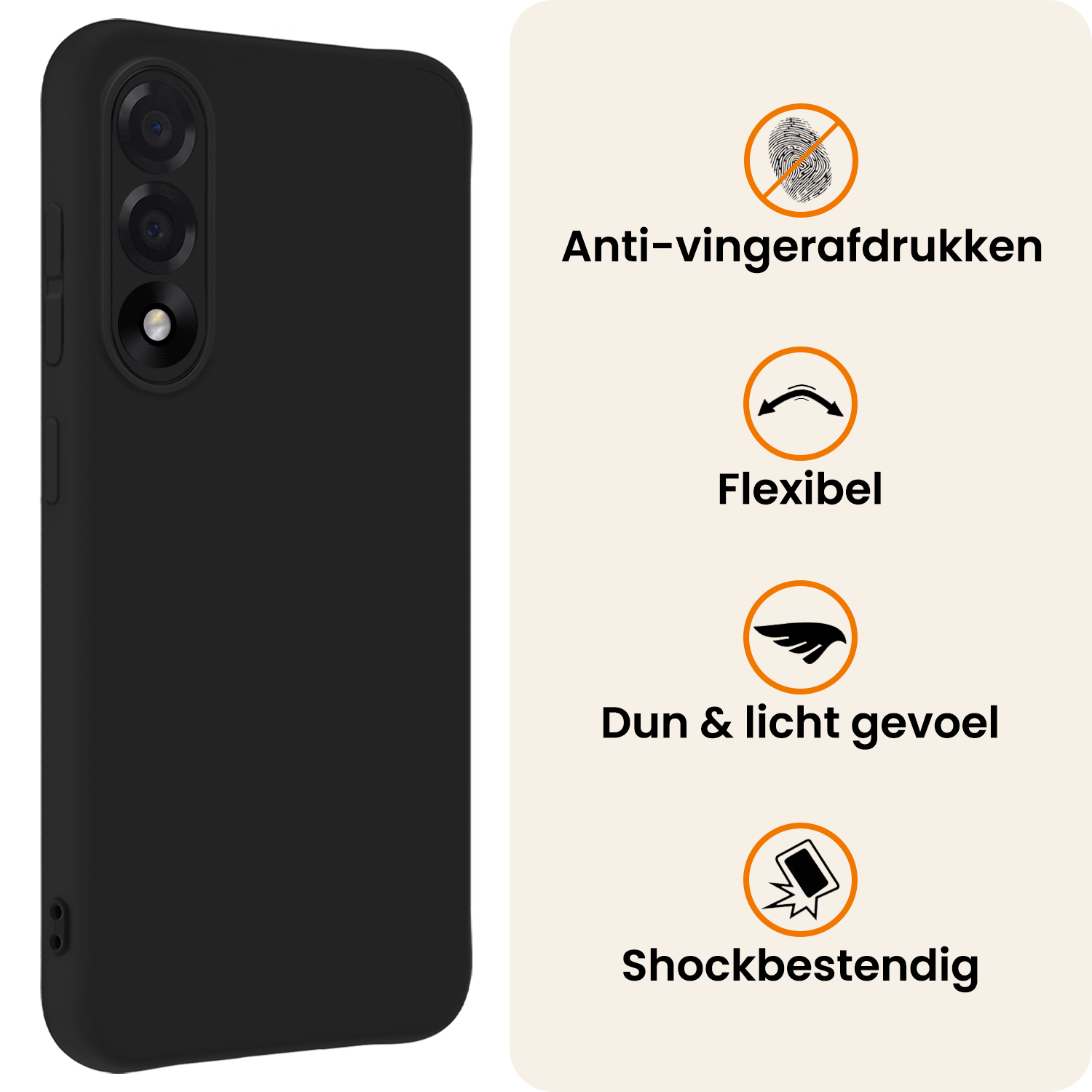 Nomfy Nomfy OnePlus Nord 5 Hoesje Siliconen Met 2x Screenprotector - Zwart