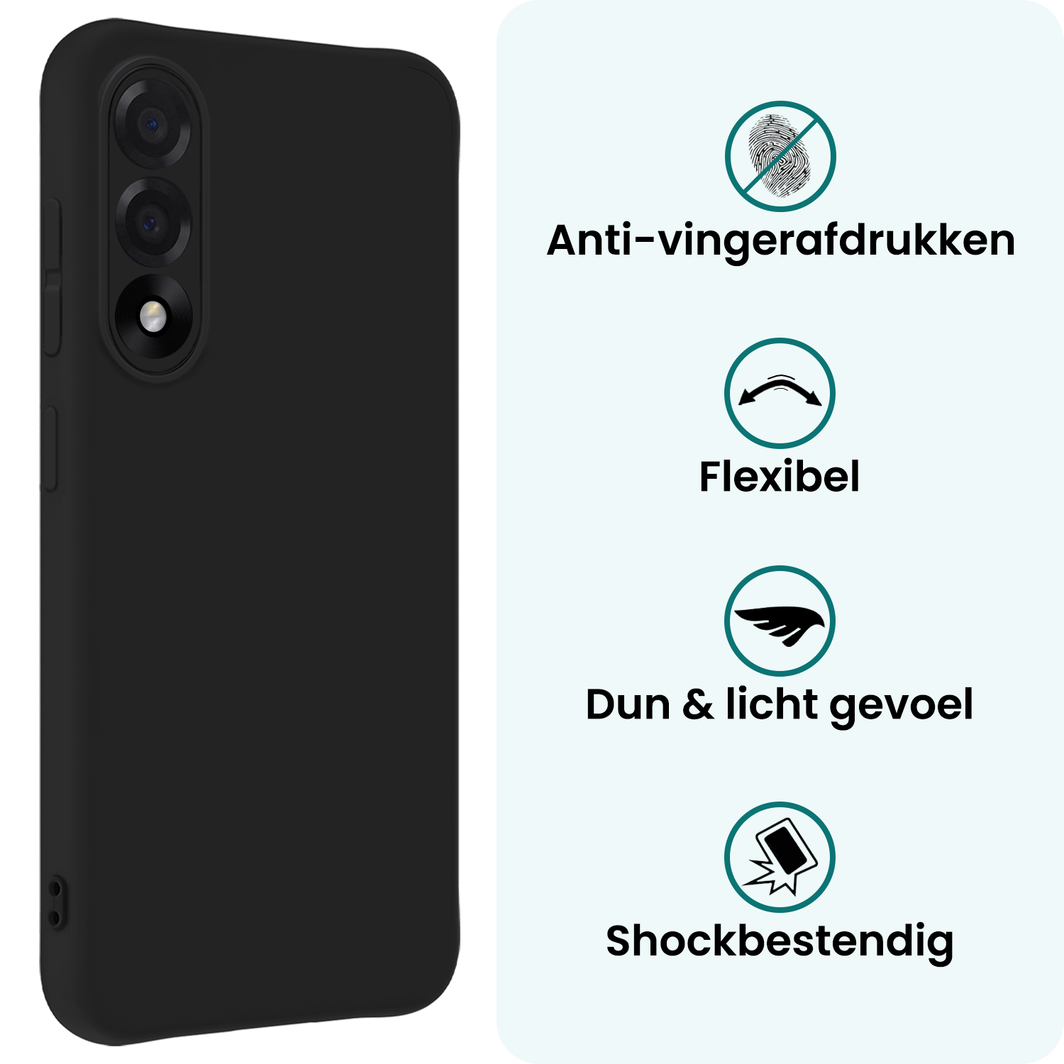 Forterra Forterra OnePlus Nord 5 Hoesje Siliconen Met Screenprotector - Zwart