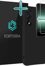 Forterra Forterra OnePlus Nord 5 Hoesje Siliconen Met Screenprotector - Zwart