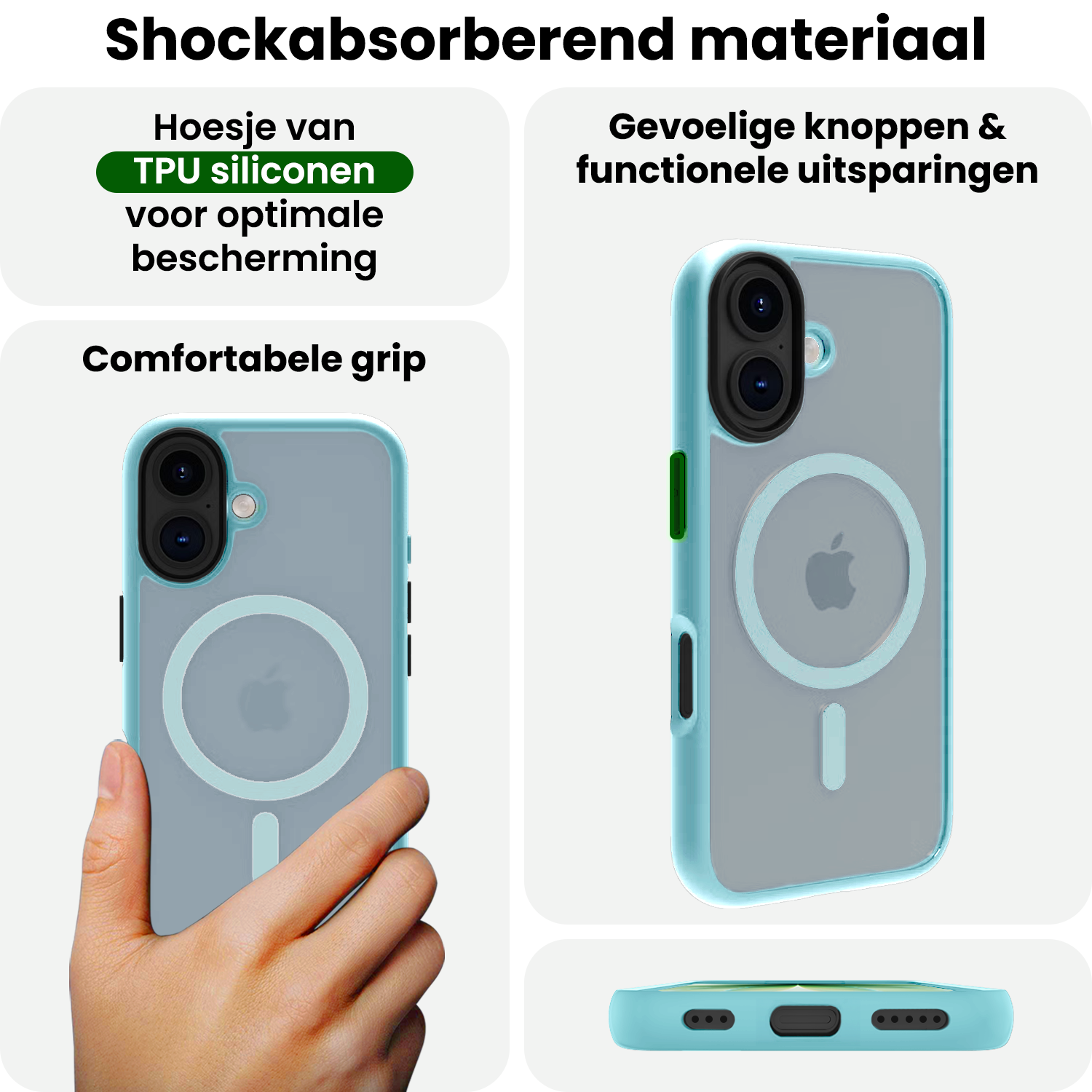 BASEY. BASEY. iPhone 17 Magsafe Hoesje Lichtblauw Met Screenprotector