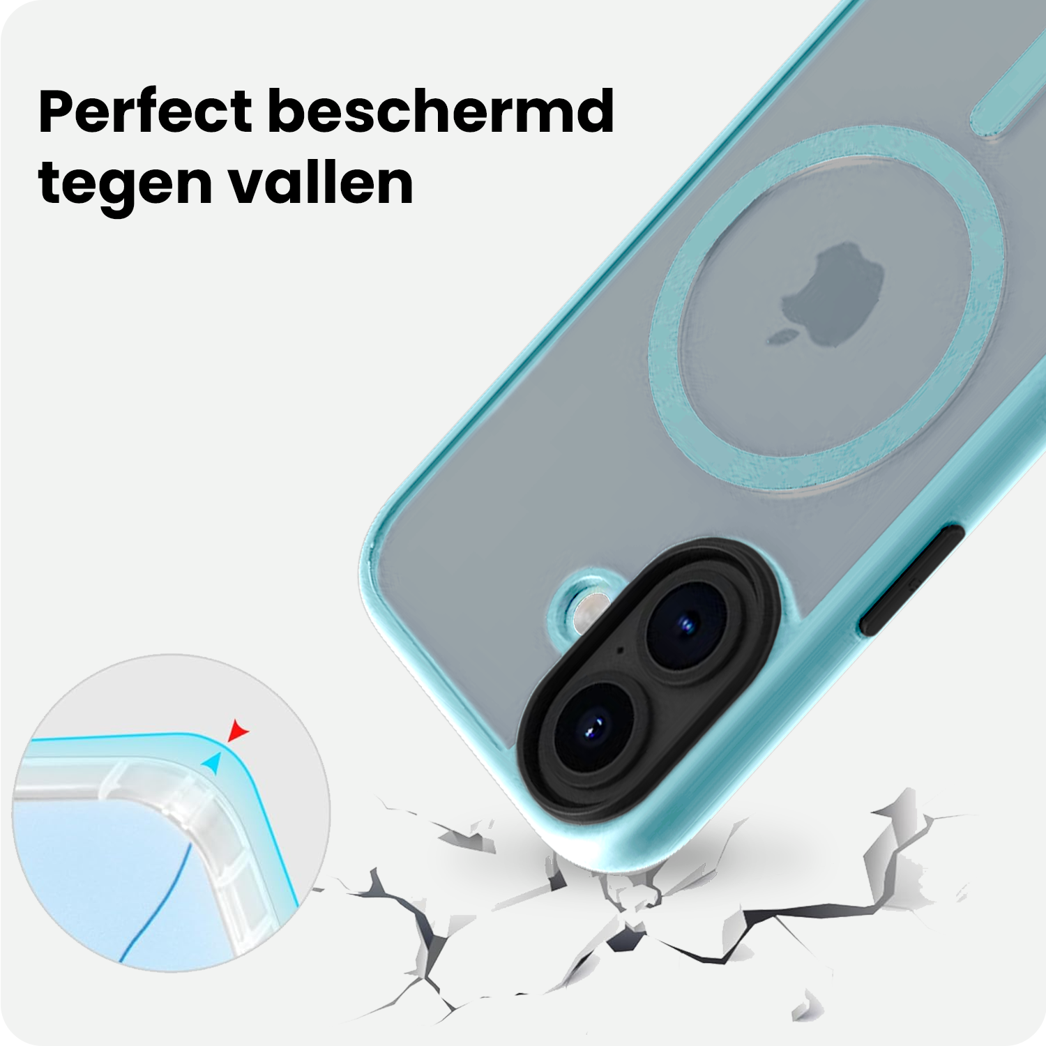 BASEY. BASEY. iPhone 17 Magsafe Hoesje Lichtblauw Met Screenprotector