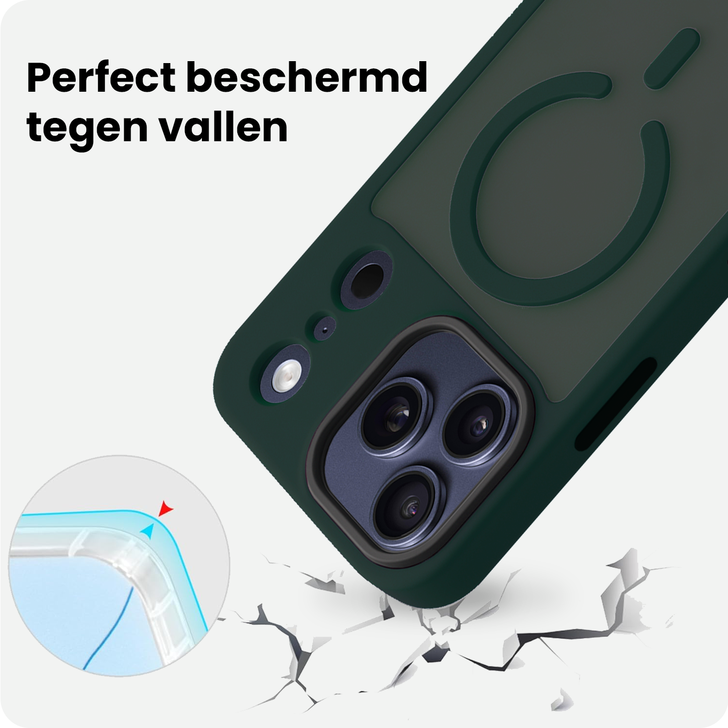 BASEY. BASEY. iPhone 17 Pro Magsafe Hoesje Donkergroen Met Screenprotector