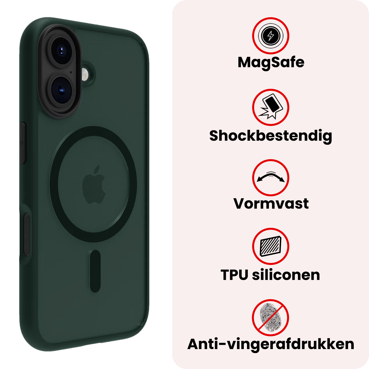 NoXx NoXx iPhone 17 Magsafe Hoesje Donkergroen Met Screenprotector