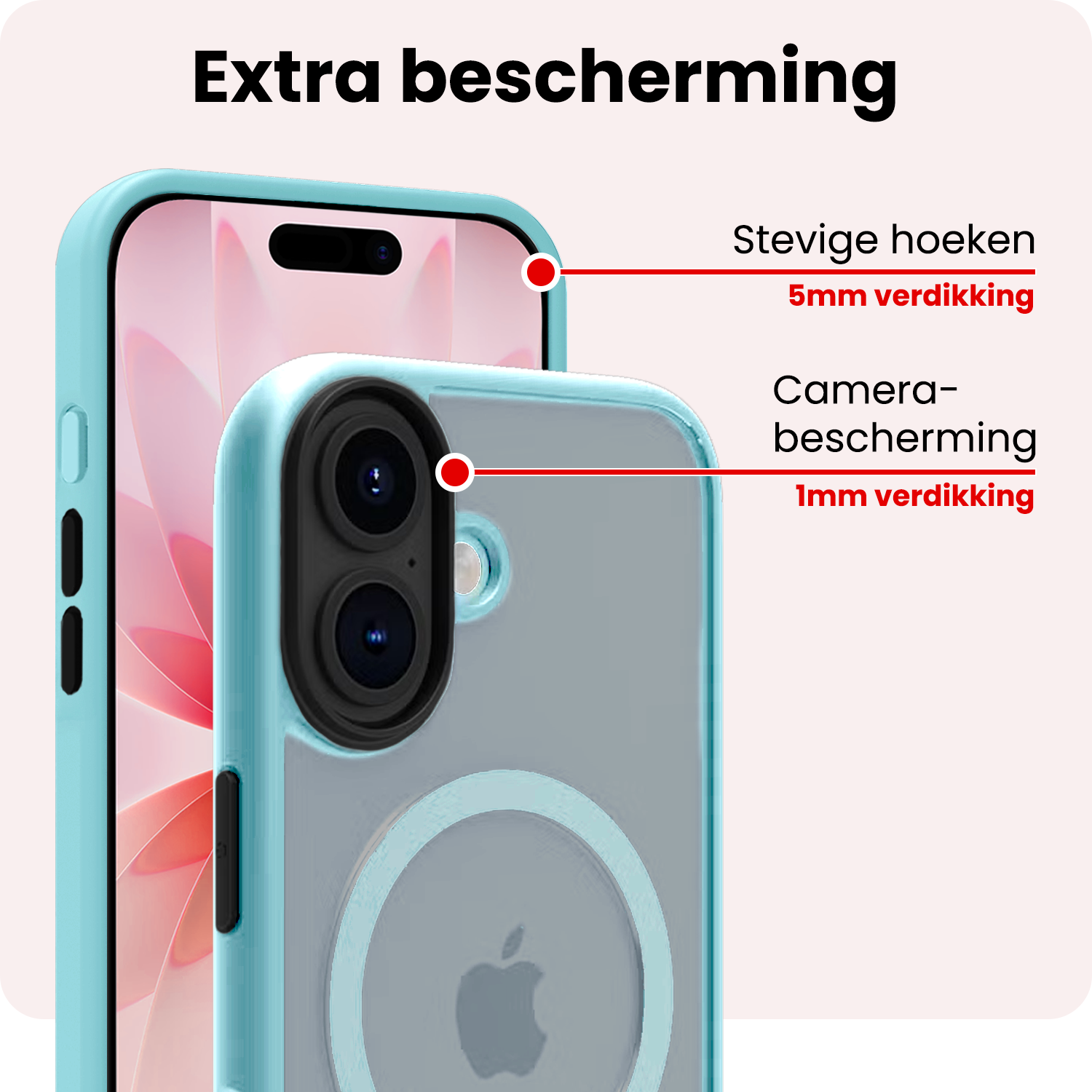 NoXx NoXx iPhone 17 Magsafe Hoesje Lichtblauw Met Screenprotector