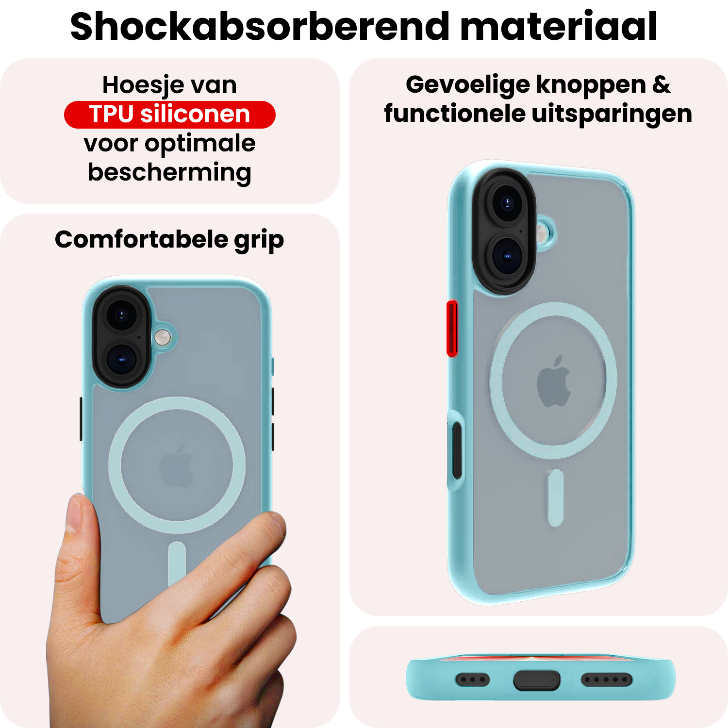 NoXx NoXx iPhone 17 Magsafe Hoesje Lichtblauw Met Screenprotector