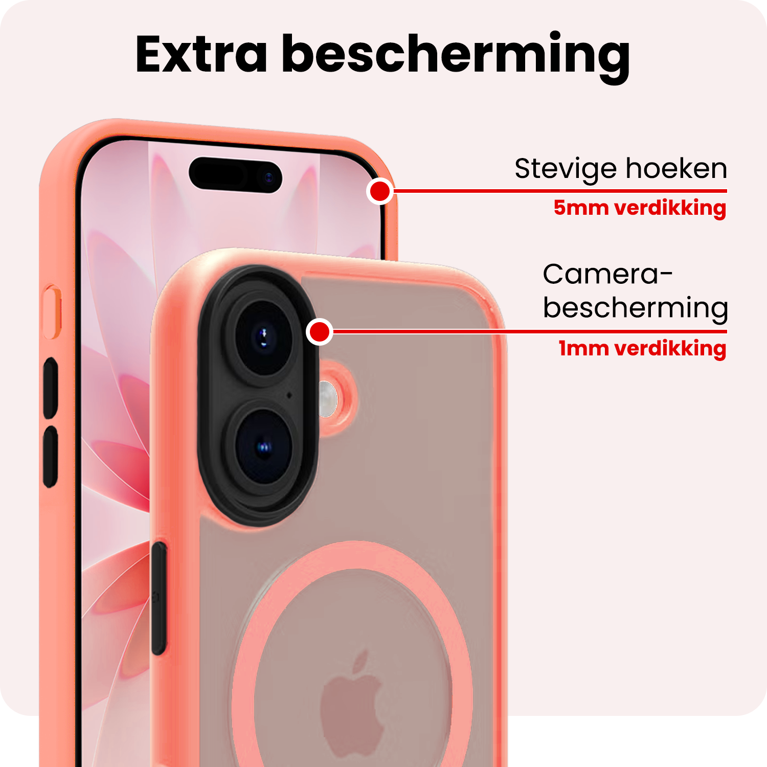 NoXx NoXx iPhone 17 Magsafe Hoesje Perzik Met Screenprotector