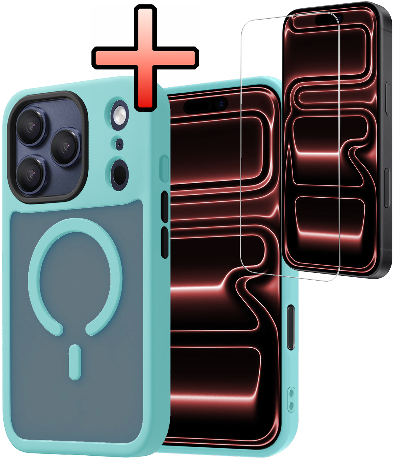 NoXx NoXx iPhone 17 Pro Magsafe Hoesje Lichtblauw Met Screenprotector