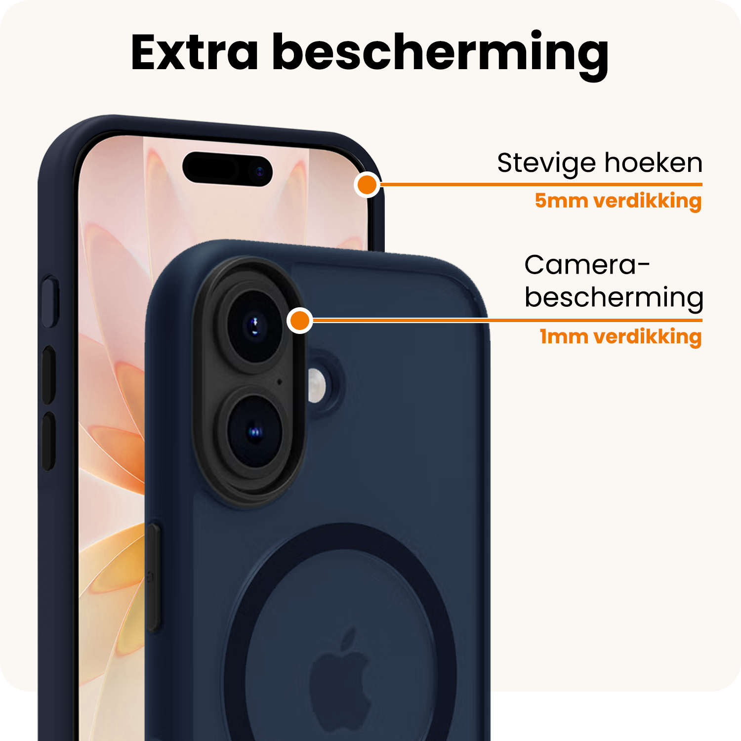 Nomfy Nomfy iPhone 17 Magsafe Hoesje Donkerblauw Met Screenprotector