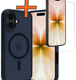 Nomfy Nomfy iPhone 17 Magsafe Hoesje Donkerblauw Met Screenprotector