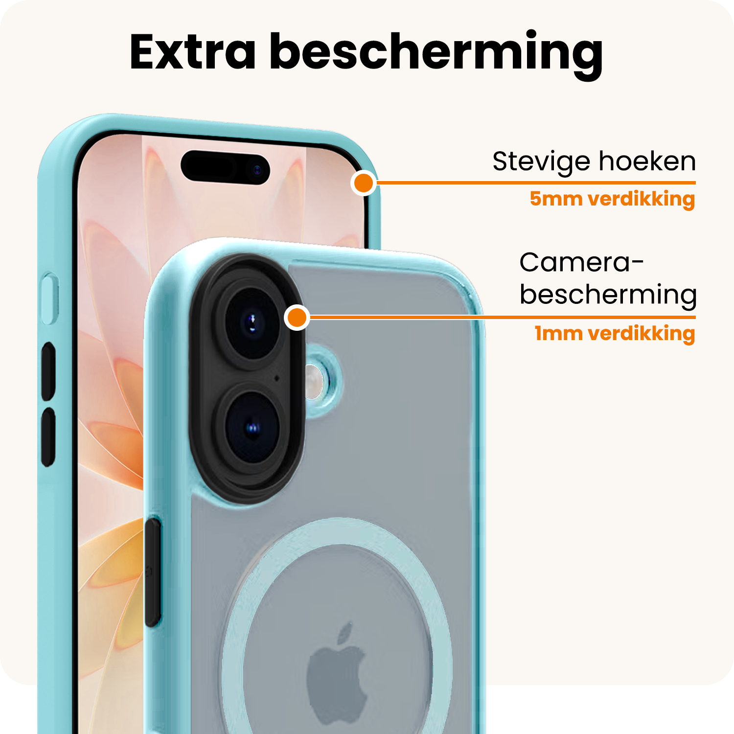 Nomfy Nomfy iPhone 17 Magsafe Hoesje Lichtblauw Met Screenprotector