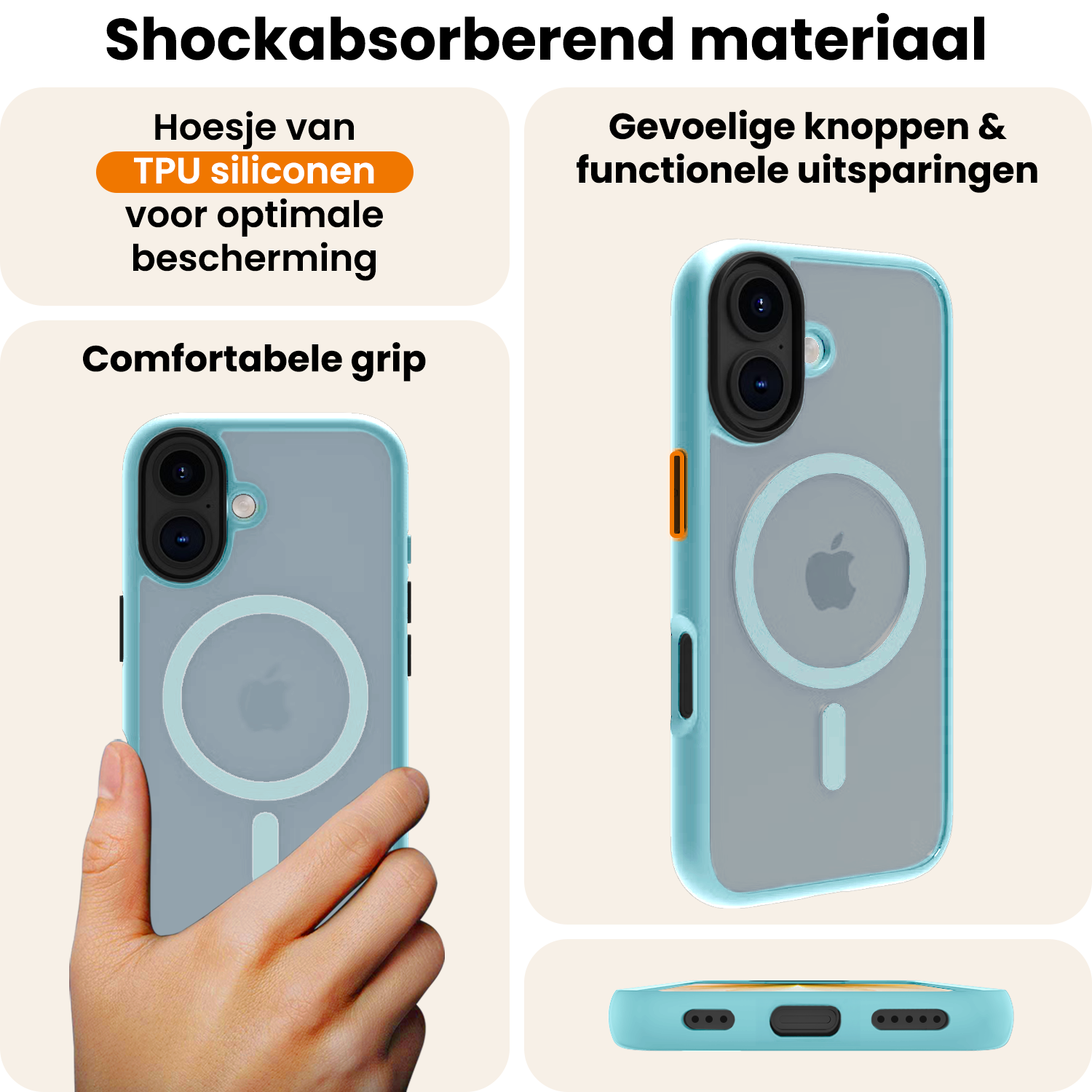 Nomfy Nomfy iPhone 17 Magsafe Hoesje Lichtblauw Met Screenprotector