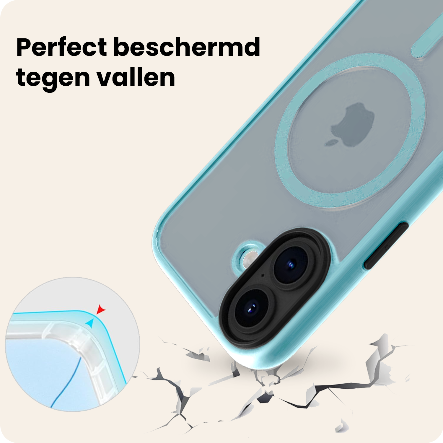 Nomfy Nomfy iPhone 17 Magsafe Hoesje Lichtblauw Met Screenprotector