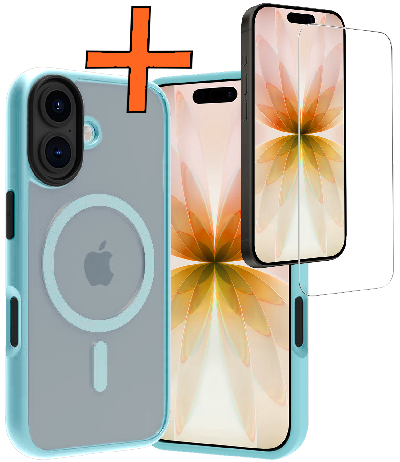 Nomfy Nomfy iPhone 17 Magsafe Hoesje Lichtblauw Met Screenprotector