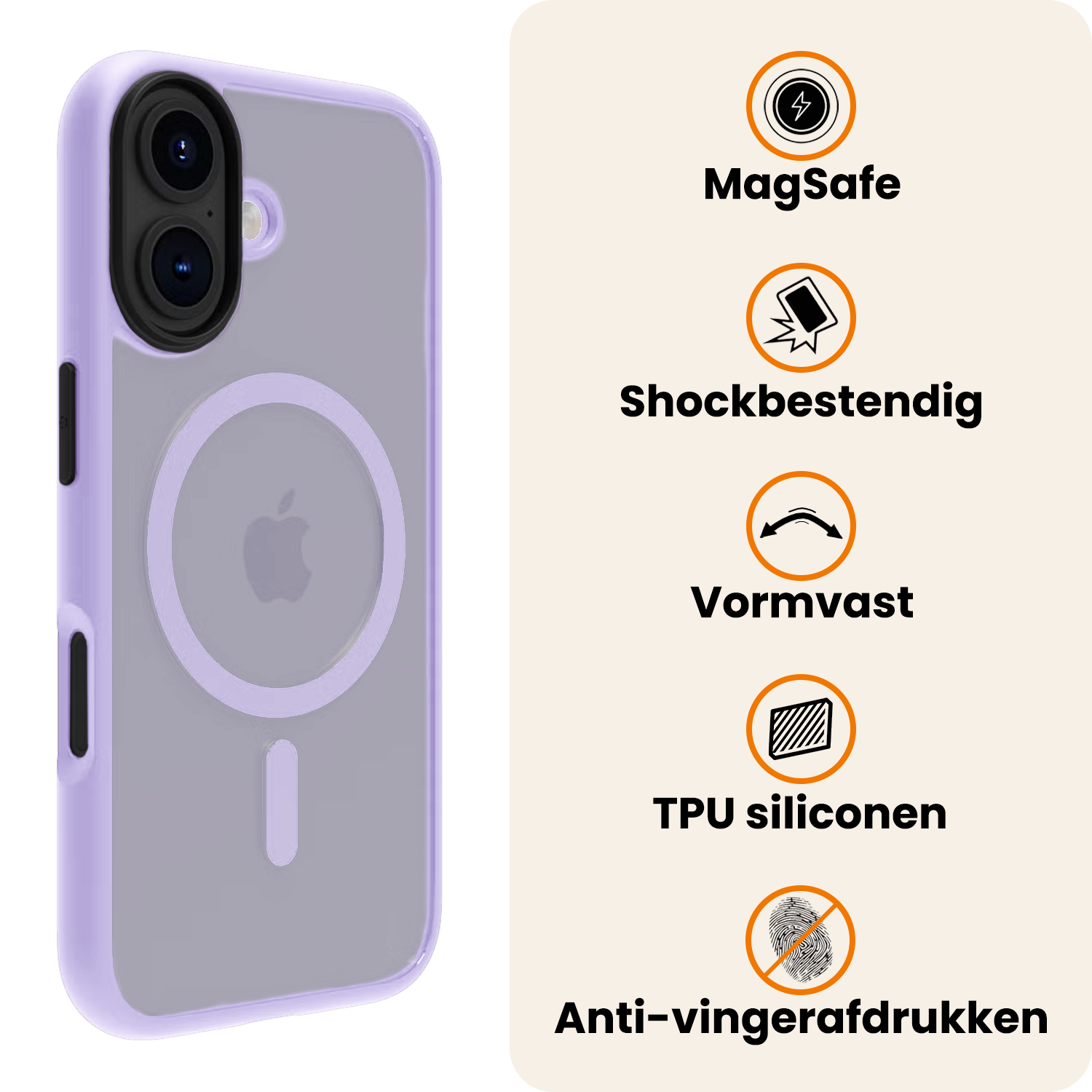 Nomfy Nomfy iPhone 17 Magsafe Hoesje Lila Met Screenprotector