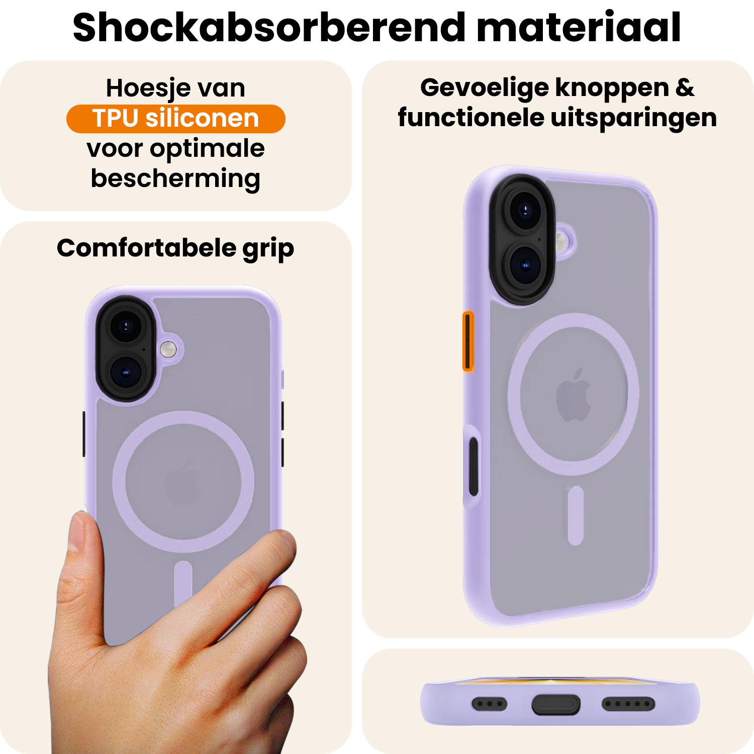 Nomfy Nomfy iPhone 17 Magsafe Hoesje Lila Met Screenprotector