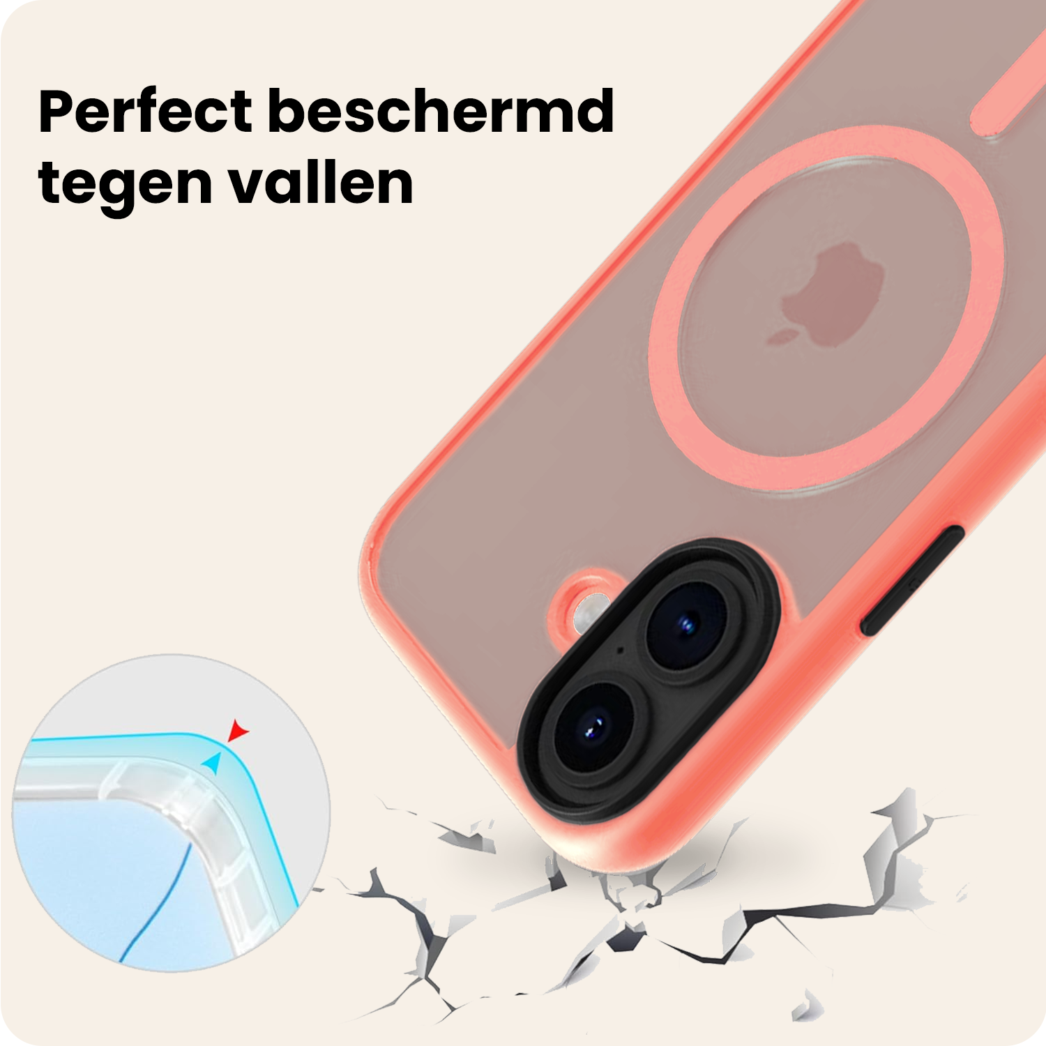 Nomfy Nomfy iPhone 17 Magsafe Hoesje Perzik Met Screenprotector