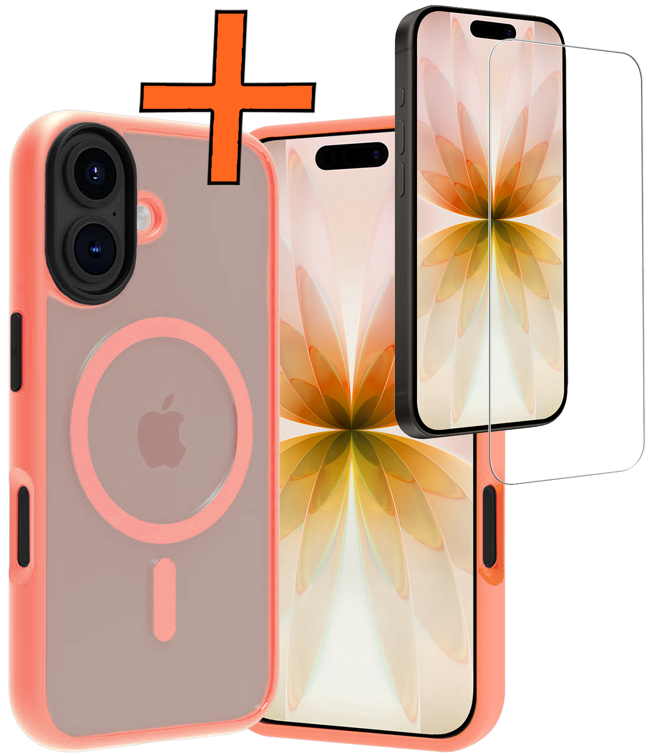 Nomfy Nomfy iPhone 17 Magsafe Hoesje Perzik Met Screenprotector