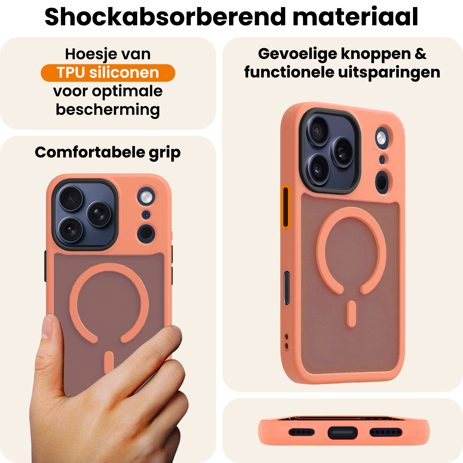 Nomfy Nomfy iPhone 17 Pro Magsafe Hoesje - Perzik