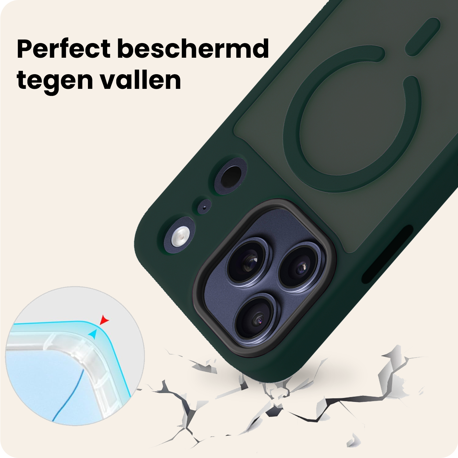 Nomfy Nomfy iPhone 17 Pro Magsafe Hoesje Donkergroen Met Screenprotector