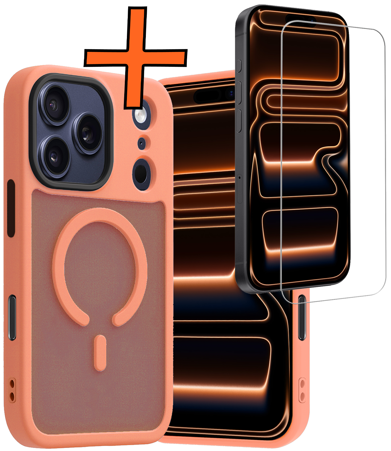 Nomfy Nomfy iPhone 17 Pro Magsafe Hoesje Perzik Met Screenprotector