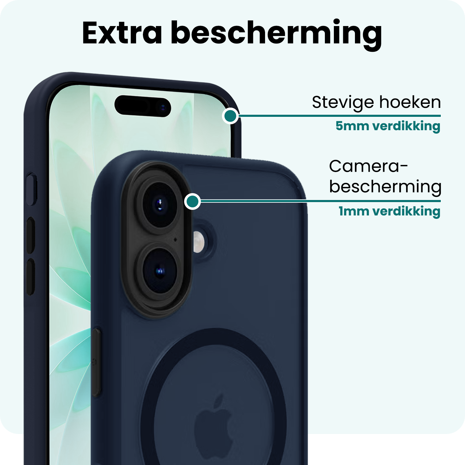 Forterra Forterra iPhone 17 Magsafe Hoesje Donkerblauw Met Screenprotector