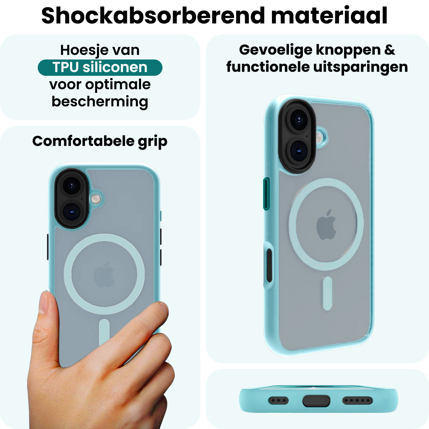 Forterra Forterra iPhone 17 Magsafe Hoesje Lichtblauw Met Screenprotector