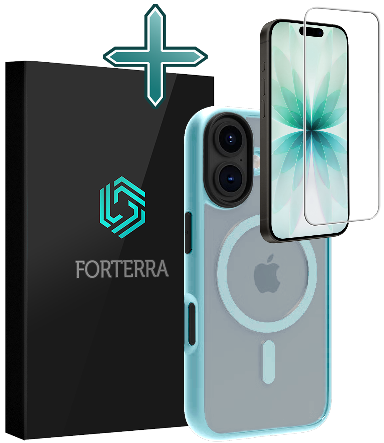 Forterra Forterra iPhone 17 Magsafe Hoesje Lichtblauw Met Screenprotector