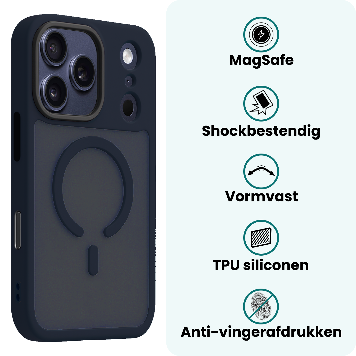 Forterra Forterra iPhone 17 Pro Magsafe Hoesje Donkerblauw Met Screenprotector