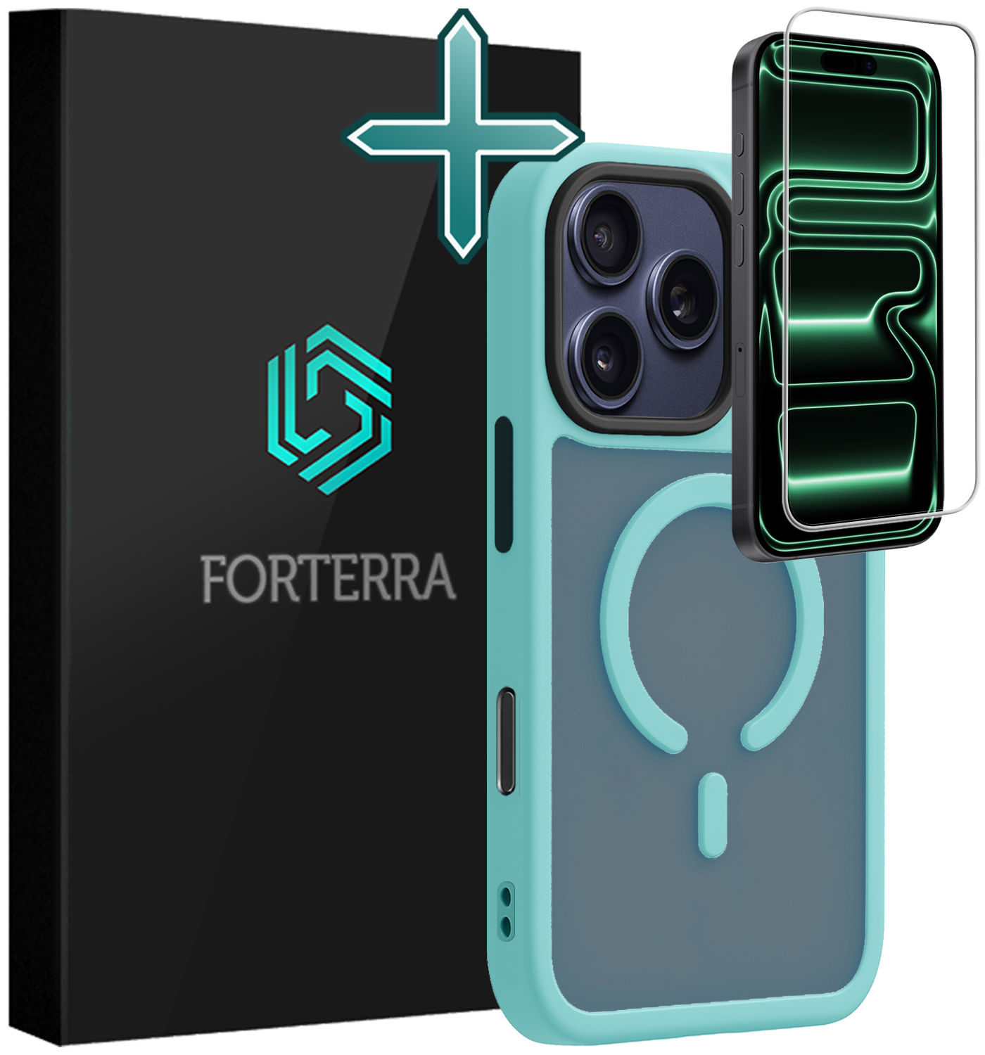 Forterra Forterra iPhone 17 Pro Magsafe Hoesje Lichtblauw Met Screenprotector