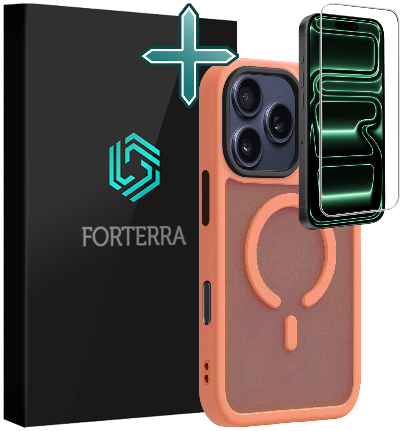 Forterra Forterra iPhone 17 Pro Magsafe Hoesje Perzik Met Screenprotector