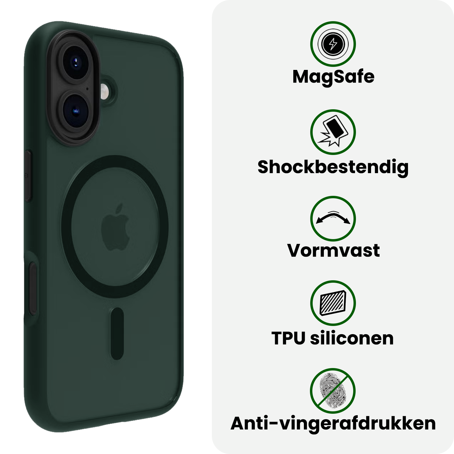 BASEY. BASEY. iPhone 17 Magsafe Hoesje Donkergroen Met 2x Screenprotector