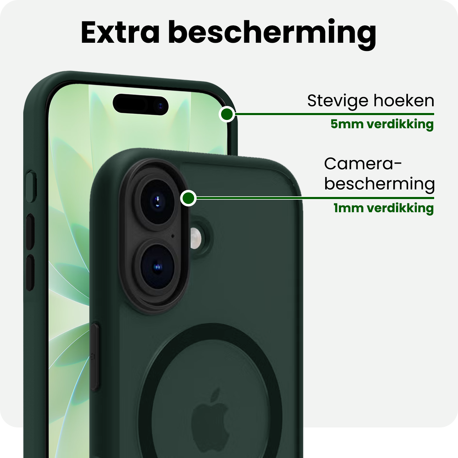 BASEY. BASEY. iPhone 17 Magsafe Hoesje Donkergroen Met 2x Screenprotector